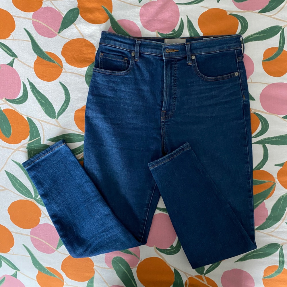 Everlane Authentic Stretch High Rise Skinny Jeans in Mid Blue